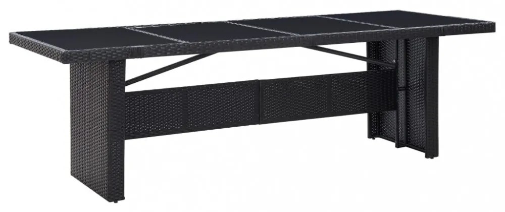 fekete polyrattan és üveg kerti asztal 240 x 90 x 74 cm