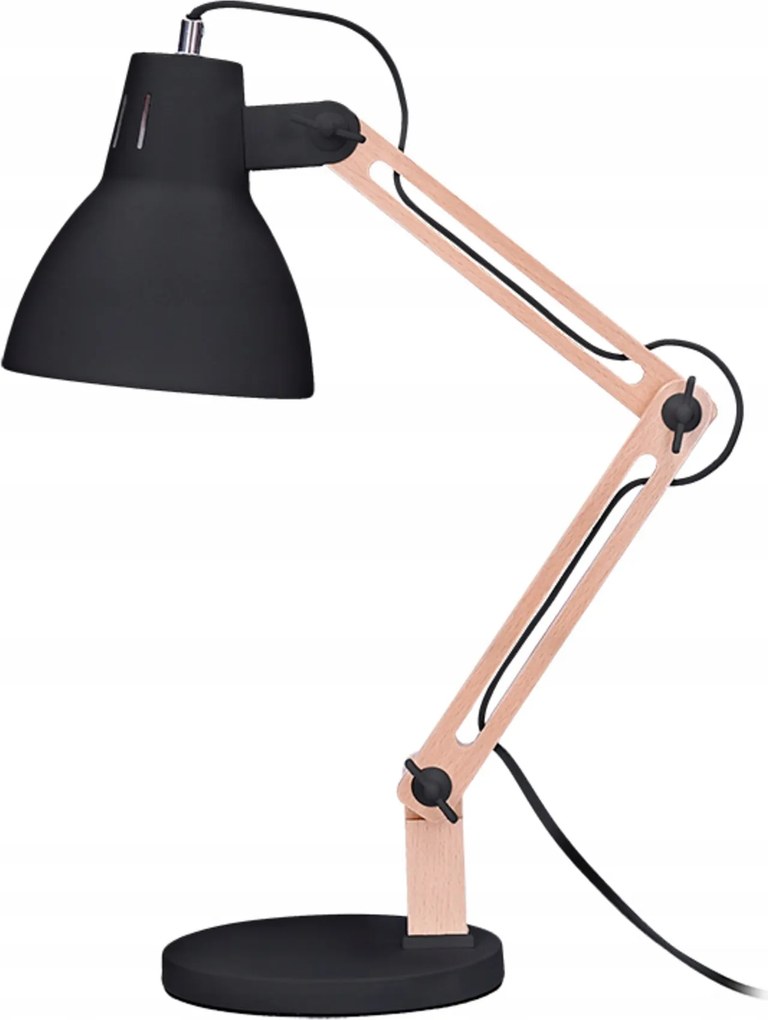 Solight Falun asztali lámpa, fekete, fa karok, E27, modern dizájn