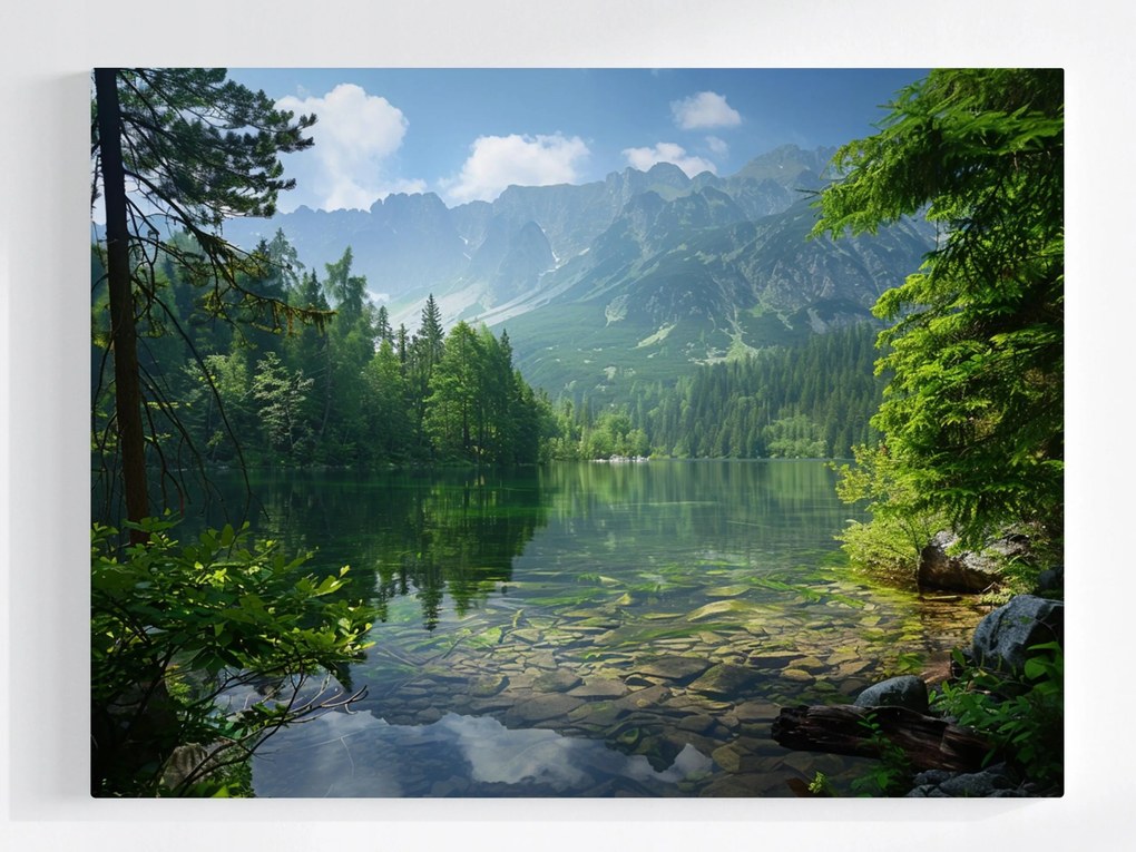 Poszter Hegyek Tó Erdő Tájkép Tátra Természet 80x60