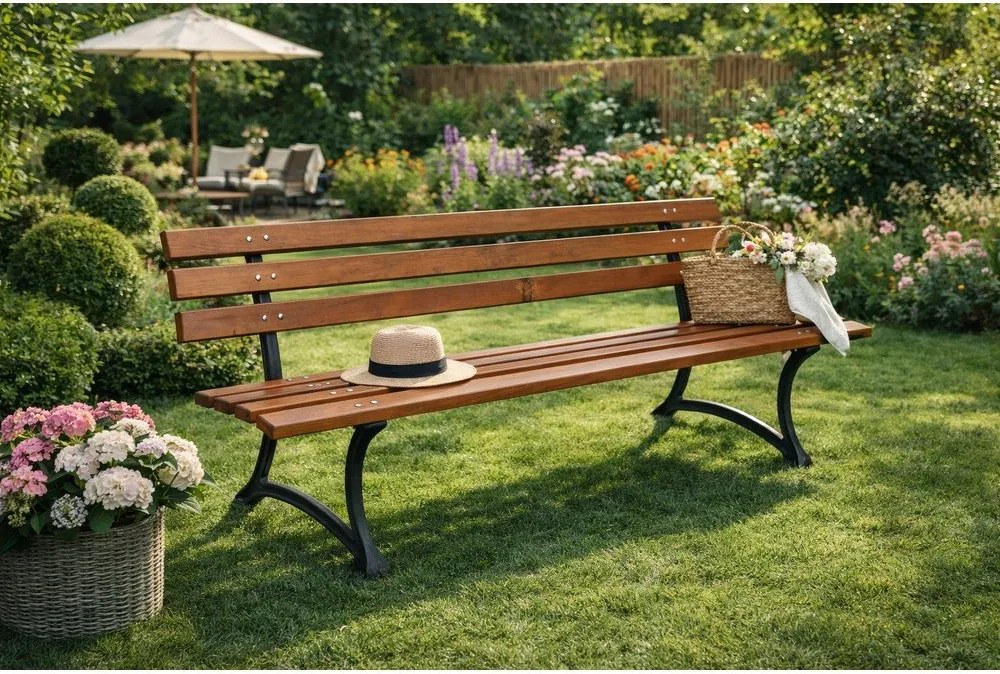 Natúr színű tömörfa kerti pad – Rojaplast