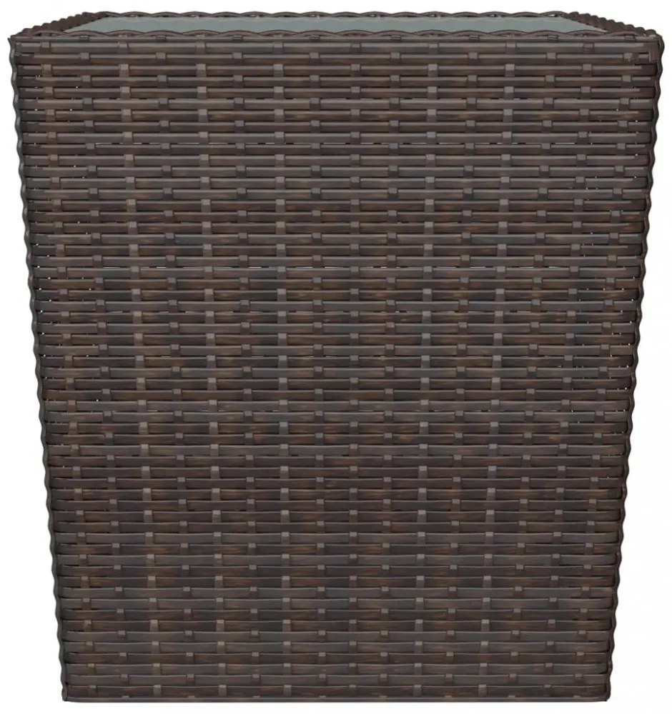 3 részes barna polyrattan és edzett üveg bisztrószett