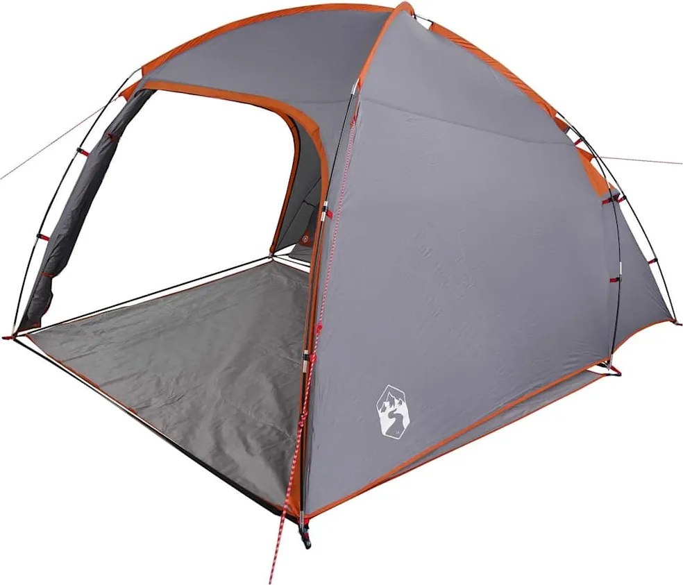 vidaXL Sátor Kabin tetővel Szürke és narancs 370 x 230 x 185 cm