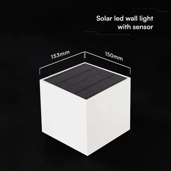 LED napelemes fali lámpa érzékelővel LED/9W/3,7V 3000/4000/5000K IP65 2600mAh fehér