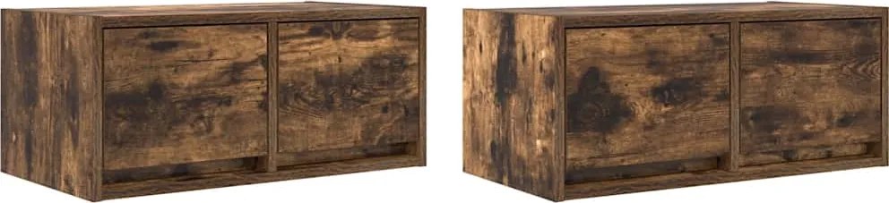 vidaXL 2 db füstös tölgy színű szerelt fa TV-szekrény 60x31x25,5 cm