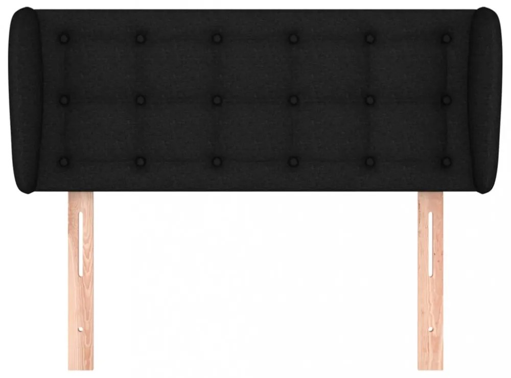 fekete szövet fejtámla szárnyakkal 93x23x78/88 cm