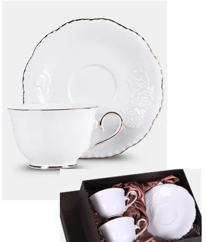 Bella Rosa porceláncsésze+alj, 250ml, 2 személyes, dobozban