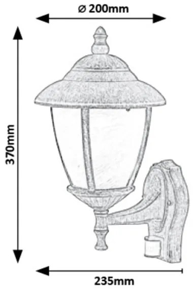 Rabalux 7836 kültéri fali lámpa MADRID szenzorral 1xE27/60W/230V IP43
