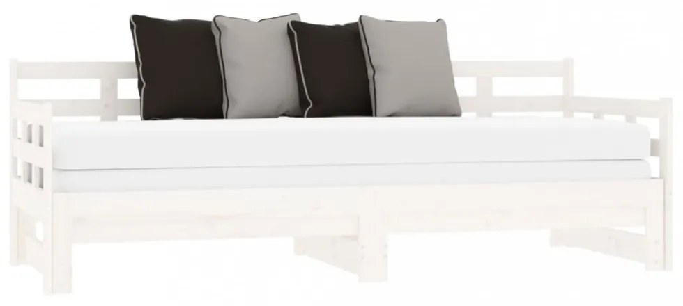 fehér tömör fenyőfa kihúzható kanapéágy 2 x (80 x 200) cm