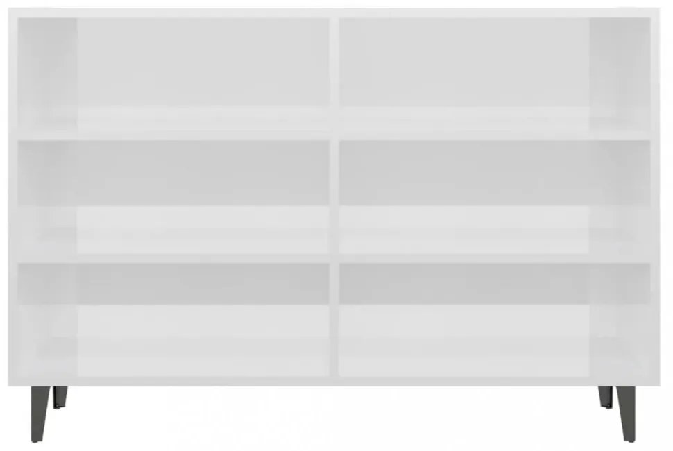 magasfényű fehér szerelt fa tálalószekrény 103,5 x 35 x 70 cm