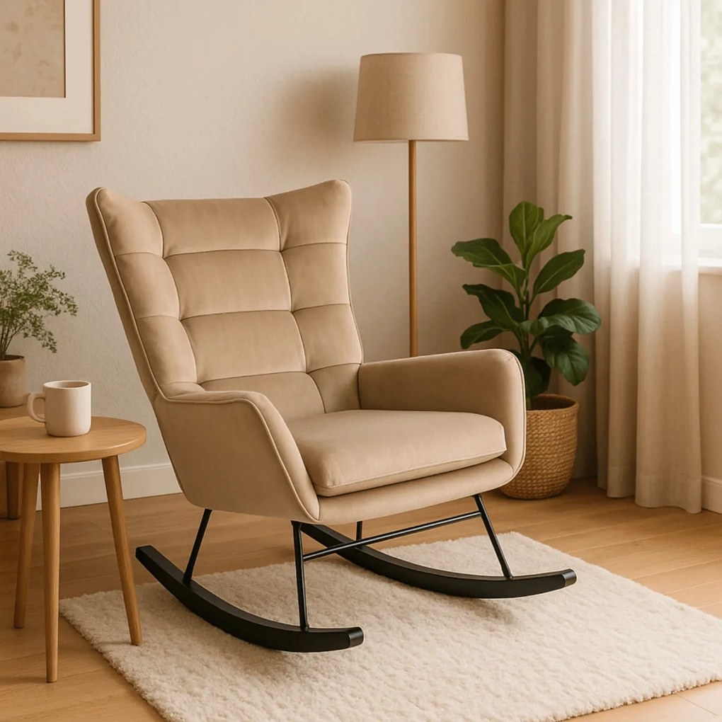 Hintafotel bézs bársony kárpittal – JACKSON