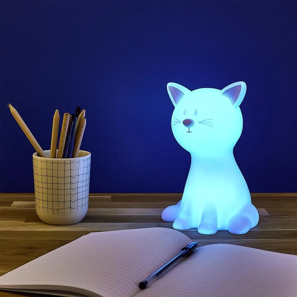 LED-es éjszakai világítás CATTY 19cm, fehér