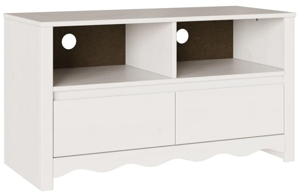 TV Szekrény &quot;&quot;DRAMMEN&quot;&quot; Fehér 99x43x55 cm Tömbfa Fenyő