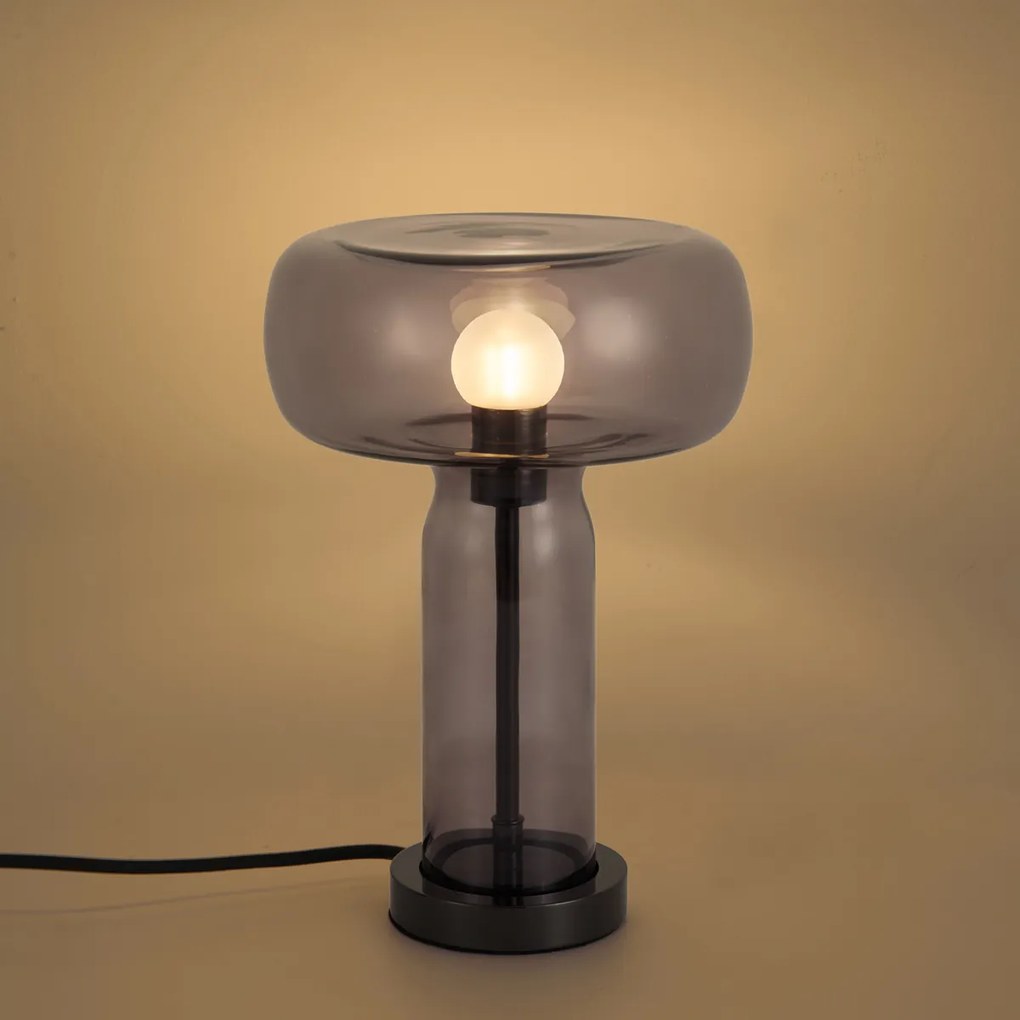 Hotel Chic Table Lamp Gunmetal with Smoke Glass - Amara