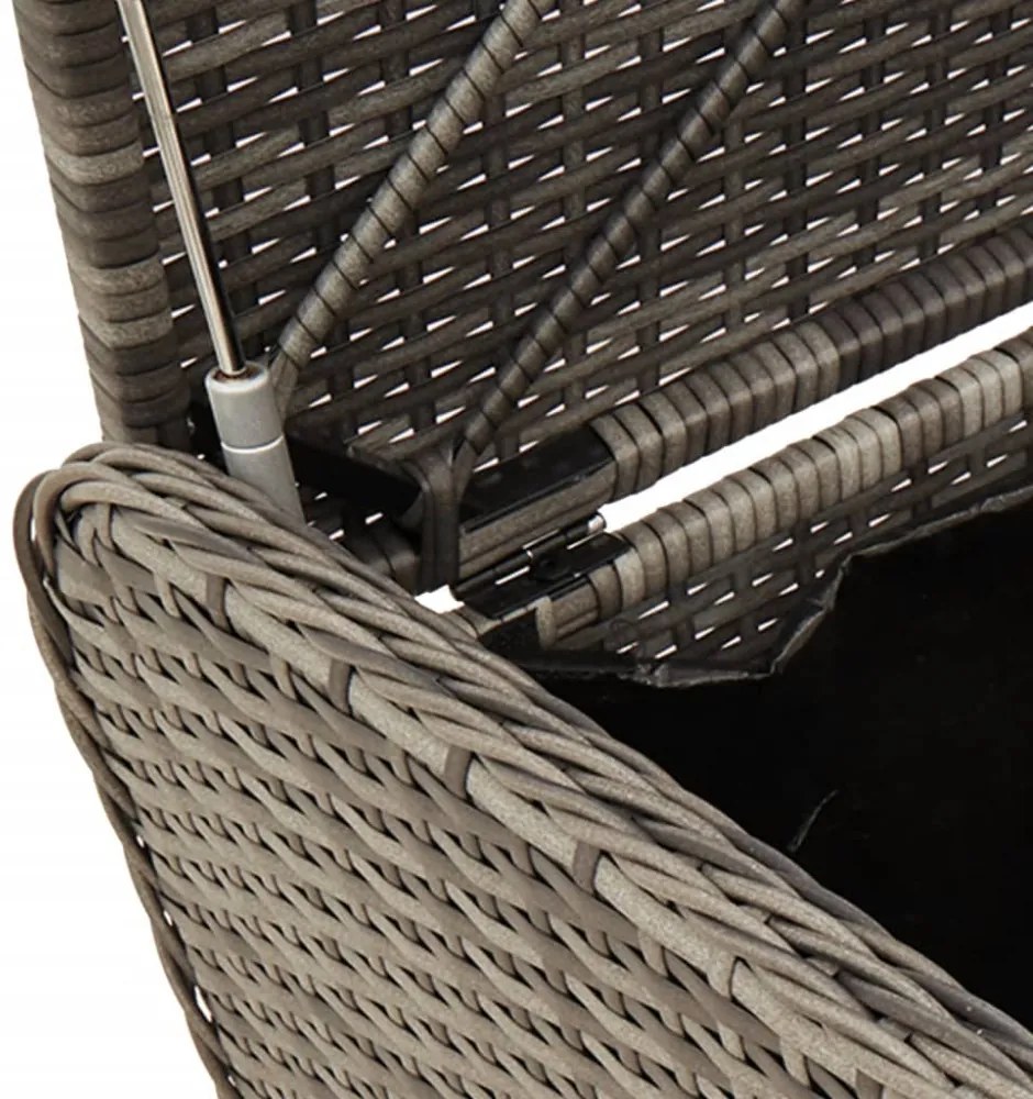 szürke polyrattan tárolópad párnával 80 x 51 x 52 cm