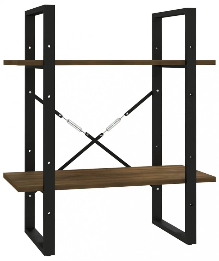 2-szintes barna tölgyszínű szerelt fa könyvszekrény 60x30x70 cm