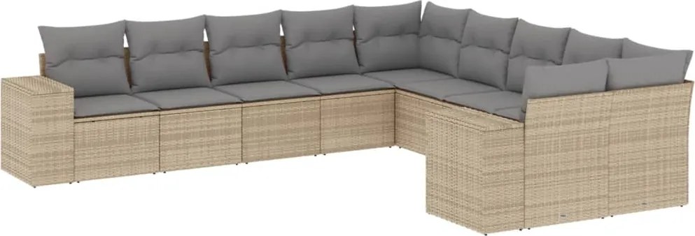 vidaXL 10 részes bézs polyrattan kerti ülőgarnitúra párnával