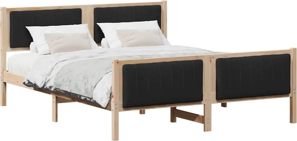 vidaXL Ágykeret fejtámlával Barna és fekete 150 x 200 cm Tömör fenyőfa
