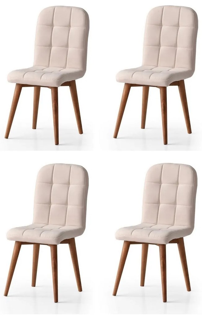 Retro Cream and Walnut étkezőszék szett, 4 db