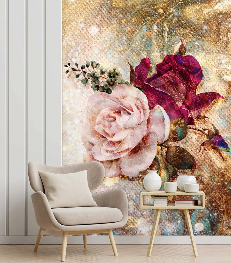 Gario Fotótapéta Két rózsaszín rózsa Anyag: Vlies, Méret: 150 x 210 cm