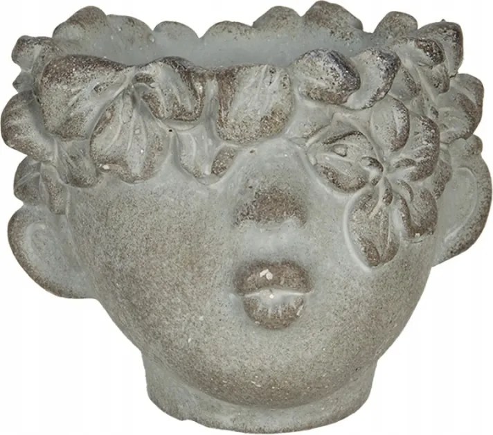 Cement virágcserép Tete virágokkal 12x10x9 cm