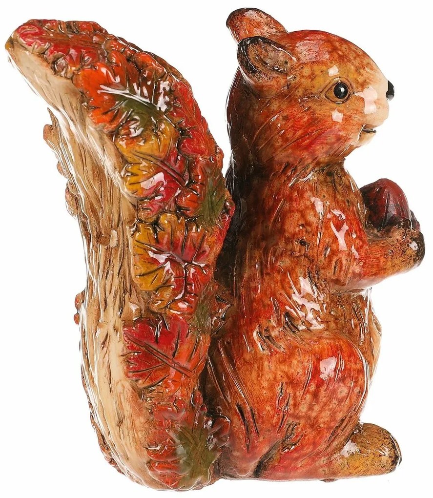 Őszi dekoráció Mókus dióval, 12 x 7 x 13 cm,kerámia