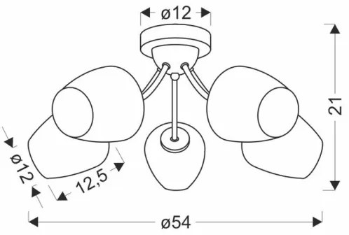 Felületre szerelhető csillár ZINA 5xE27/40W/230V réz/fehér