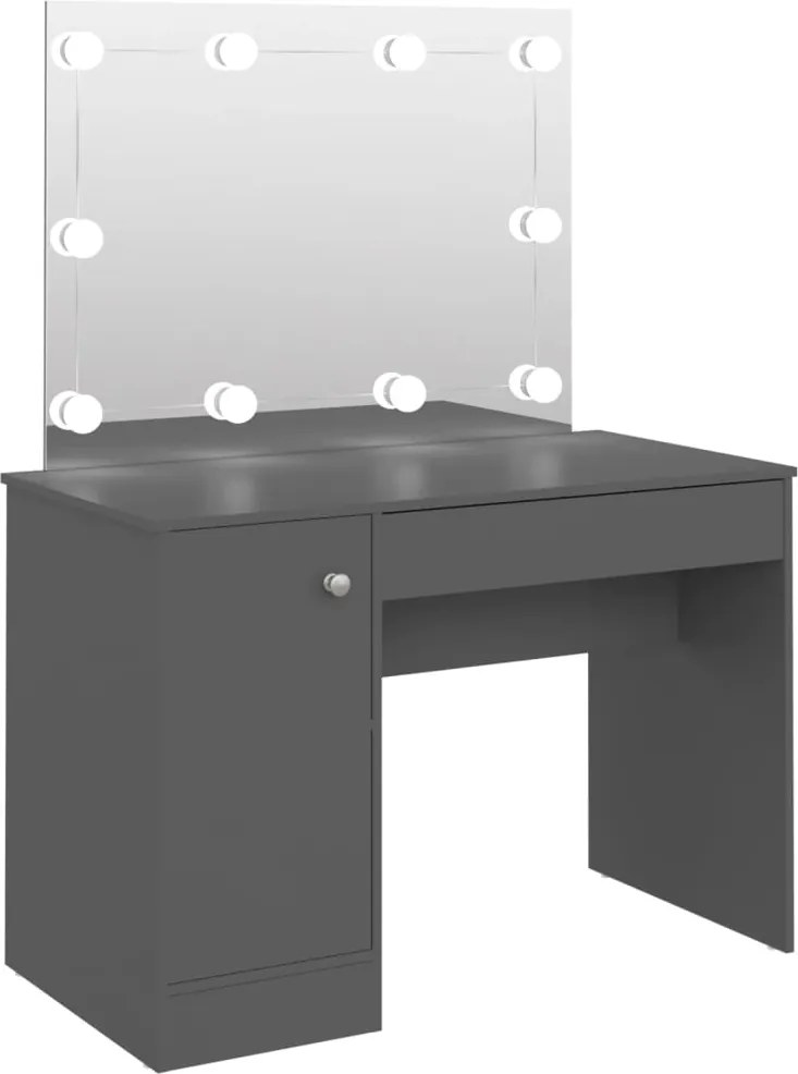 vidaXL szürke LED-es MDF sminkasztal 110 x 55 x 145 cm