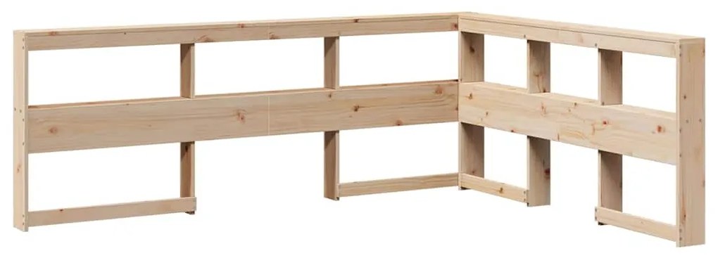 Könyvespolc fejtámla L-alakú 135 cm tömörfa fenyőfa