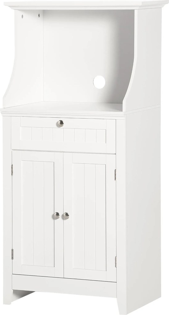 HOMCOM Konyhai Segédszekrény Mikrosütőhöz Konyhai Oldalszekrény Fiókkal és 2 Ajtós Fiókkal Rendeltetési Térrel 60x40x122,5 cm Fehér | Aosom