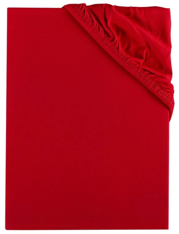 EMI piros 100% pamutjersey gumis lepedő, 90x200-as lap