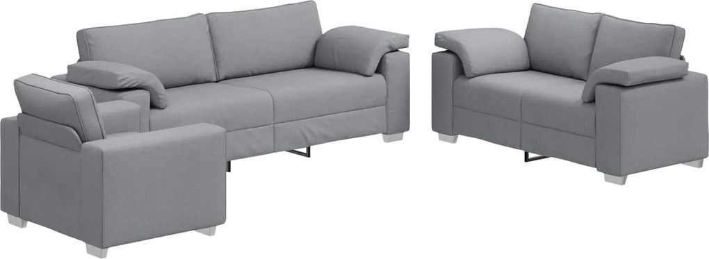 vidaXL Kanapé 3 pcs Világosszürke 219 x 80 x 82 cm Lábbal kevert anyag