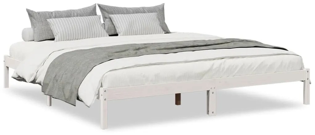 fehér tömör fenyő extra hosszú ágykeret matrac nélkül 200x220cm