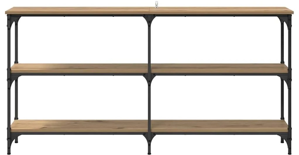 vidaXL Konzolasztal Artisan tölgy 150 x 29 x 75 cm Mérnöki fa és fém