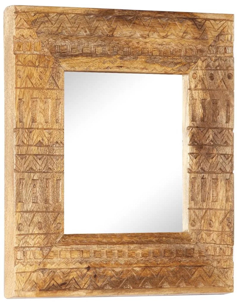 kézzel faragott tömör mangófa tükör 50 x 50 x 2,5 cm