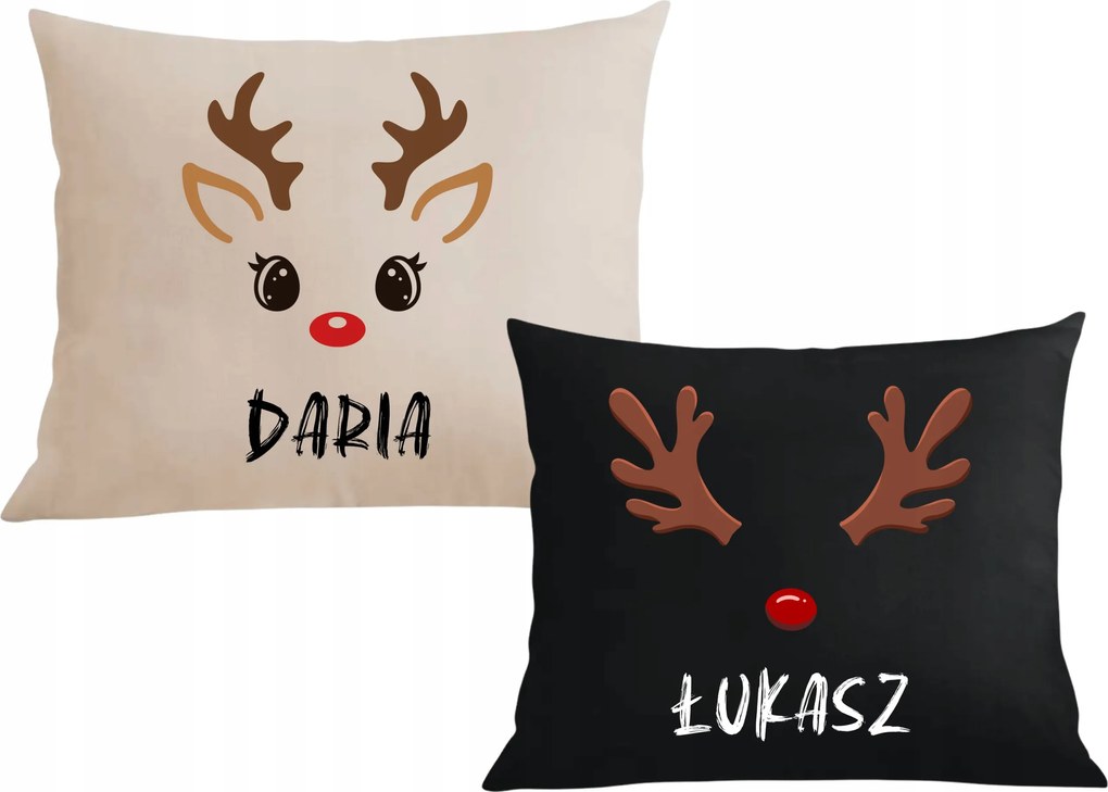Két párna párnahuzat Karácsonyi ajándék rénszarvas neki és neki