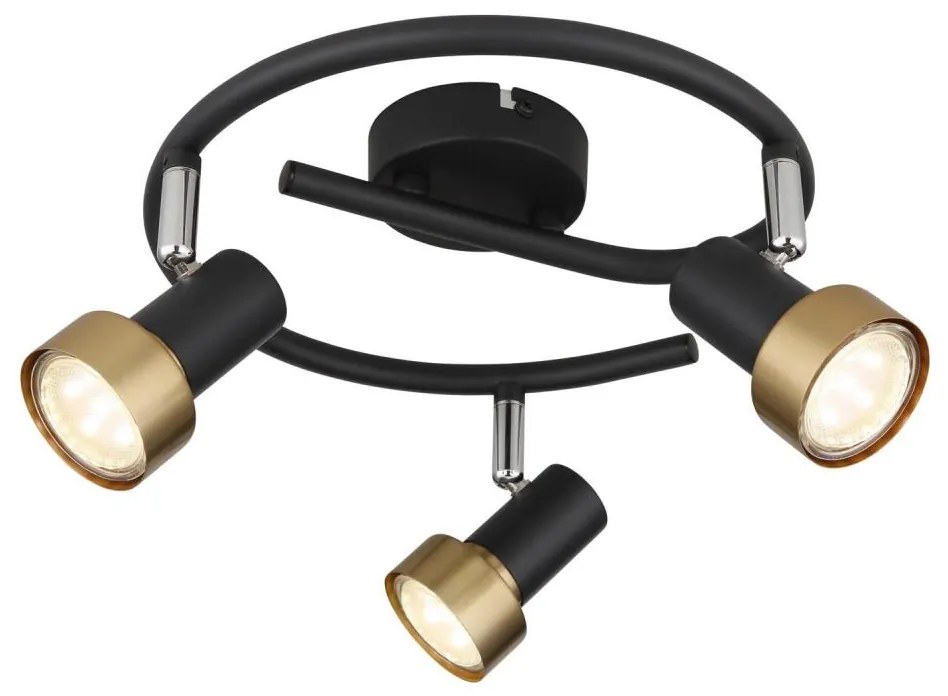 Globo 57917-3G - Spotlámpa  MASON 3xGU10/25W/230V fekete/arany
