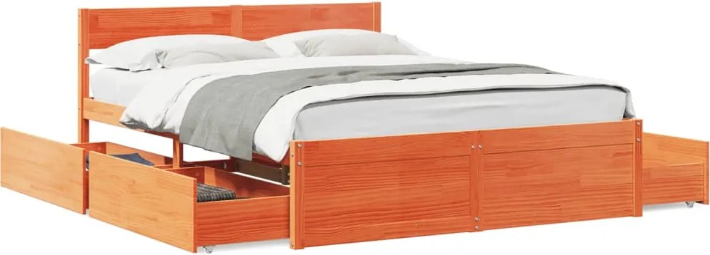vidaXL viaszbarna tömör fenyőfa ágy matrac nélkül 160 x 200 cm