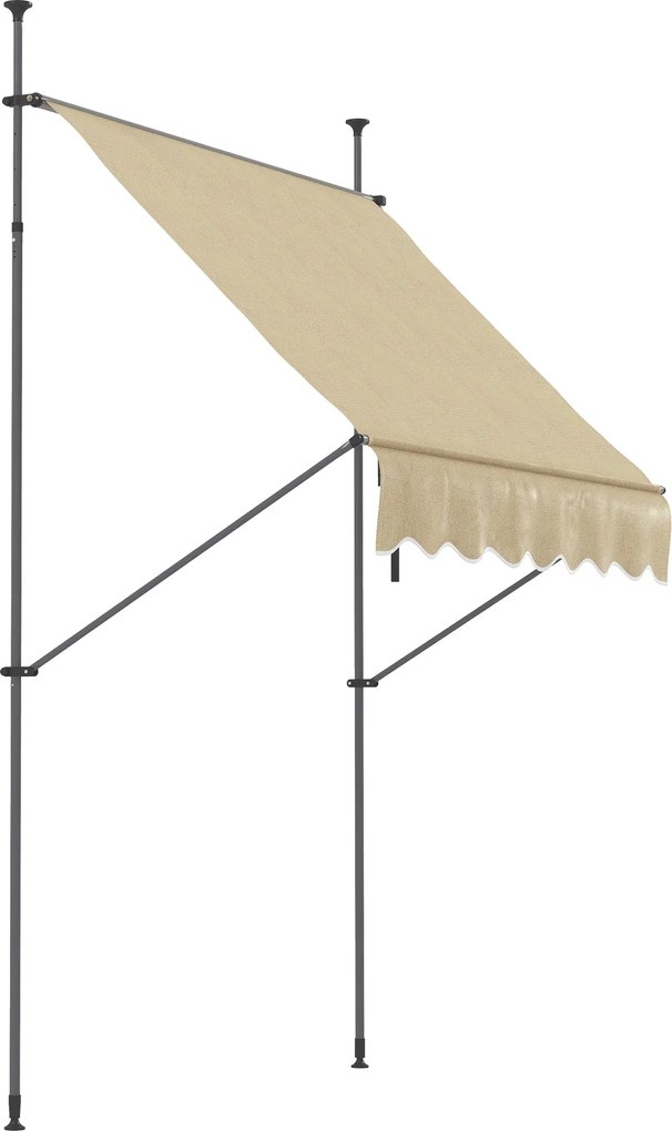 Outsunny Kihúzható Mánul Árnyékoló 2x1,2 m Kültéri Terasz Roll-Up Napellenző Magasságállító Karral 210-300 cm Fúrás Nélkül UV30+ Védelmmel Erkélyre Ke