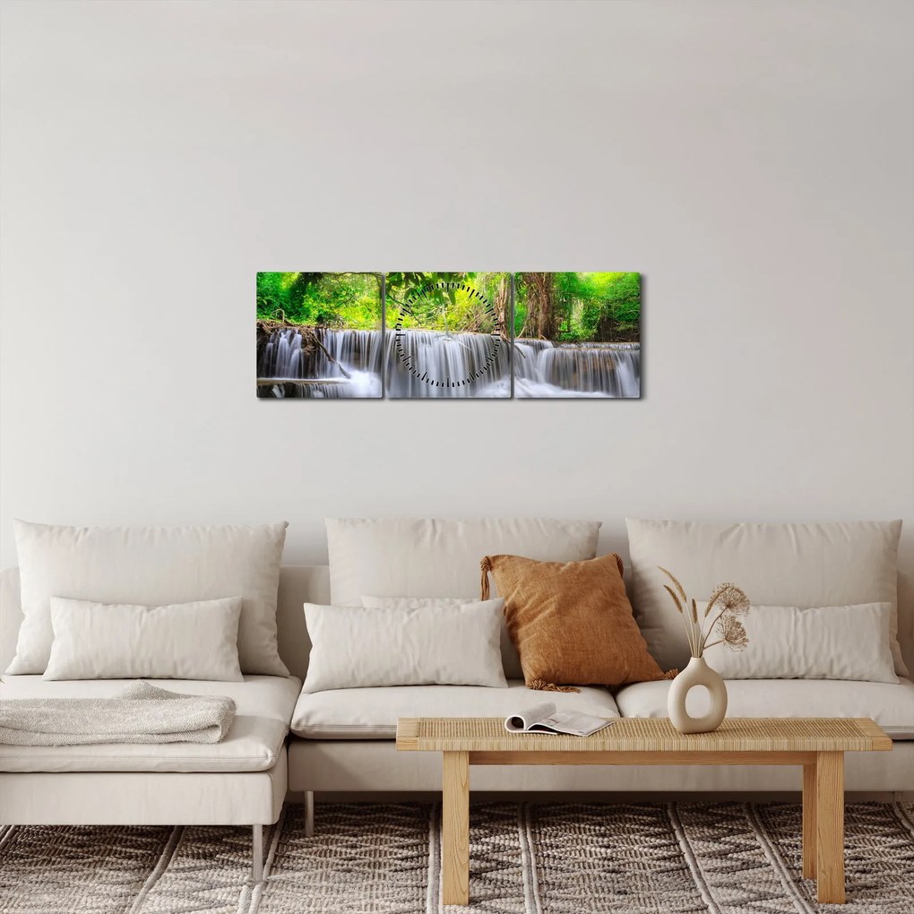 Kép - Vízesés (órával) (90x30 cm)