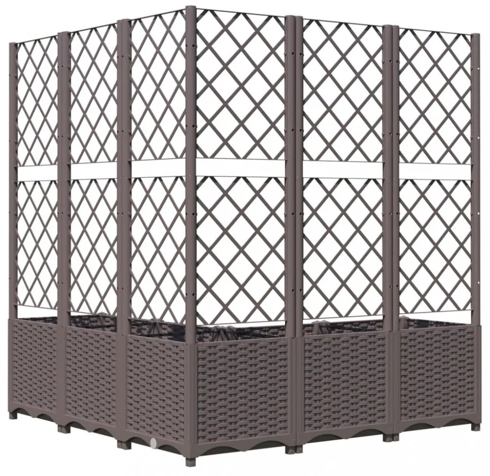 barna polipropilén rácsos kerti ültetőláda 120 x 120 x 136 cm