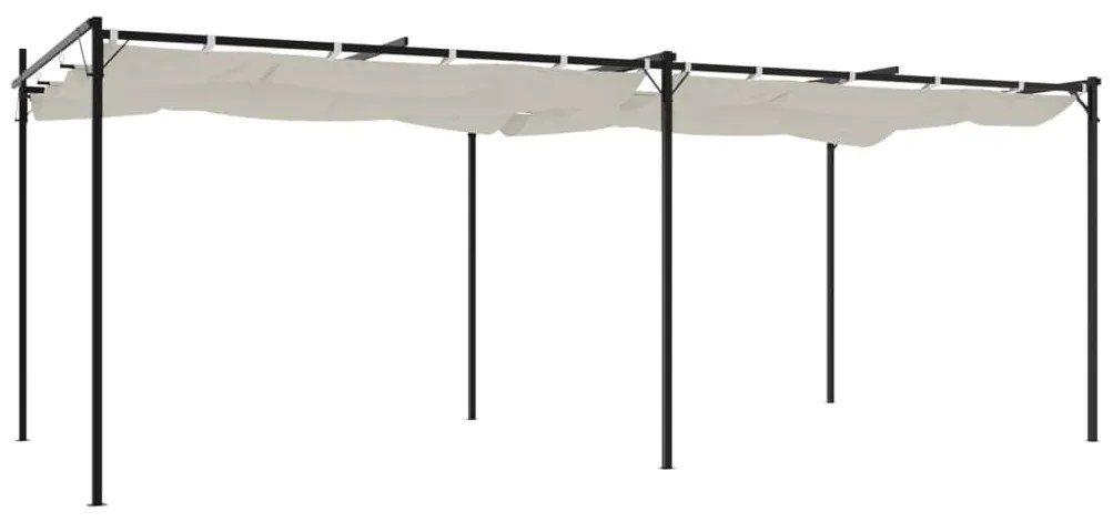 krémszínű pergola behúzható tetővel 589 x 292 x 230 cm