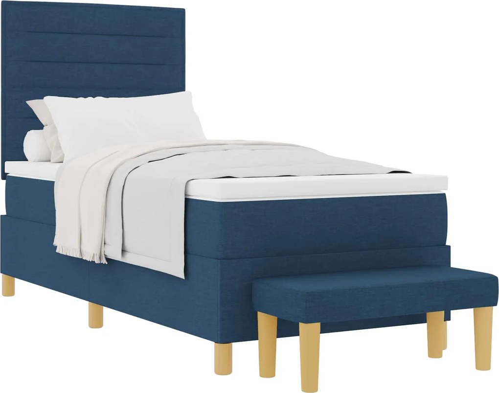 vidaXL Boxrugós ágy matracmal fejtámlával Kék 80 x 200 cm szövet