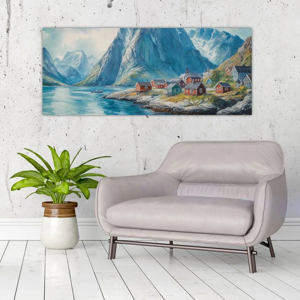 Kép - Norvég falu (120x50 cm)