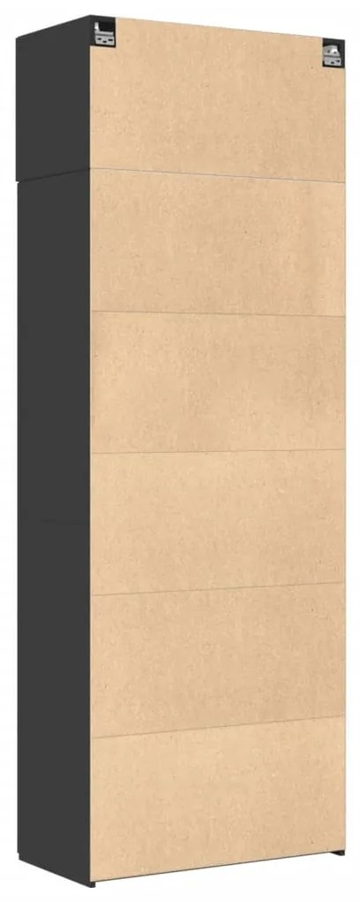 fekete szerelt fa tárolószekrény 80 x 42,5 x 225 cm