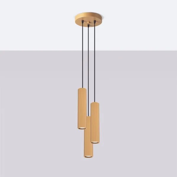 Sollux SL.1557 - Csillár zsinóron KARBON 3xGU10/10W/230V arany