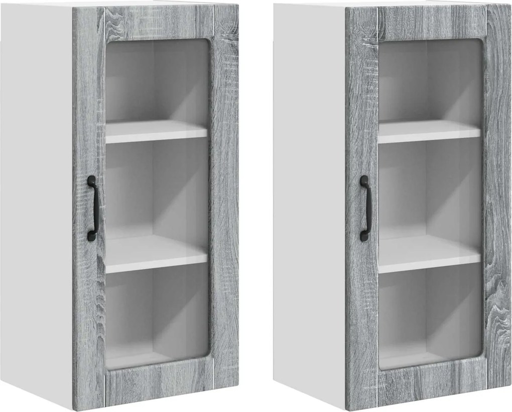vidaXL Konyhaszekrény 2 pcs Szürke Sonoma 40 x 31 x 80 cm Faanyag