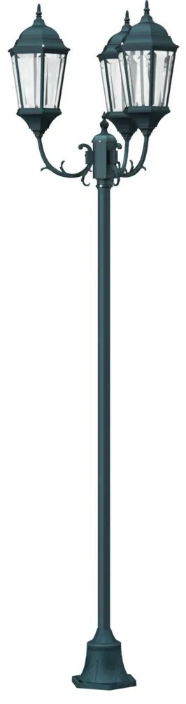 Kerti Lámpaoszlop 3-Lámpás E27 Zöld 220 cm Alumínium