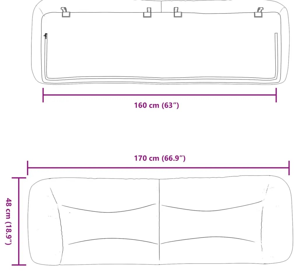 krémszínű szövet fejtámla párna 160 cm