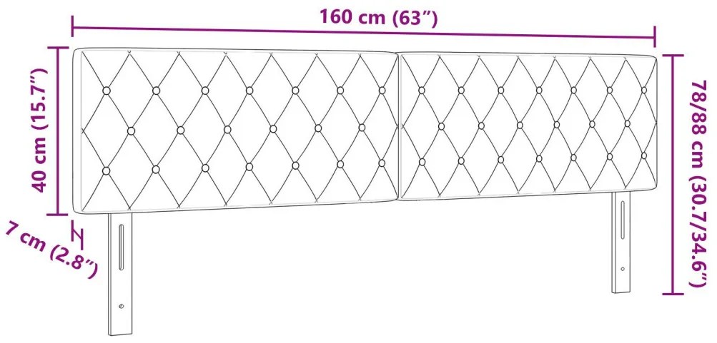 Fejtámla Kristály Gombbal Díszített Sötétszürke 160 cm Velvet