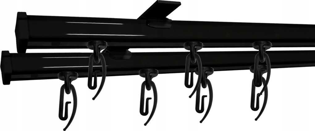 Dupla mennyezeti függönykarnis Fekete alumínium mennyezeti sín 170 cm